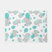 Elefantenmuster, Niedliche Elefanten - Blau grau Fußmatte (Vorderseite)