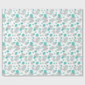 Elefantenmuster, Niedliche Elefanten - Blau grau Geschenkpapier (Flach)