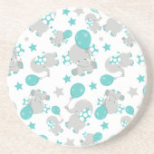 Elefantenmuster, Niedliche Elefanten - Blau grau Getränkeuntersetzer (Vorne)