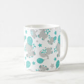 Elefantenmuster, Niedliche Elefanten - Blau grau Kaffeetasse (VorderseiteRechts)