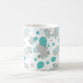 Elefantenmuster, Niedliche Elefanten - Blau grau Kaffeetasse (Mittel)