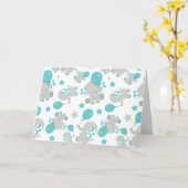 Elefantenmuster, Niedliche Elefanten - Blau grau Karte (Gelbe Blume)