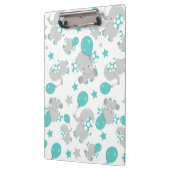 Elefantenmuster, Niedliche Elefanten - Blau grau Klemmbrett (Links)