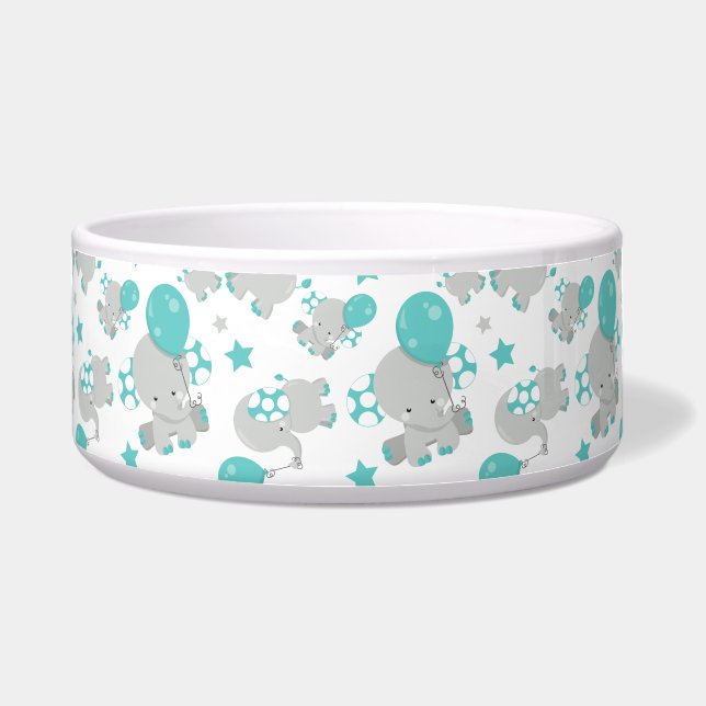 Elefantenmuster, Niedliche Elefanten - Blau grau Napf (Vorderseite)