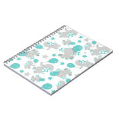 Elefantenmuster, Niedliche Elefanten - Blau grau Notizblock (Linke Seite)