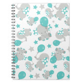 Elefantenmuster, Niedliche Elefanten - Blau grau Notizblock (Vorderseite)