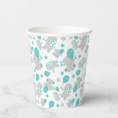 Elefantenmuster, Niedliche Elefanten - Blau grau Pappbecher (Rückseite)