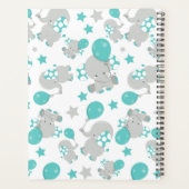 Elefantenmuster, Niedliche Elefanten - Blau grau Planer (Rückseite)