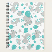 Elefantenmuster, Niedliche Elefanten - Blau grau Planer (Vorderseite)