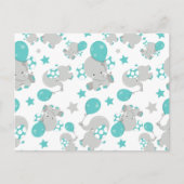 Elefantenmuster, Niedliche Elefanten - Blau grau Postkarte (Vorderseite)