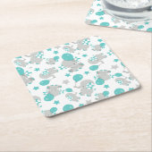 Elefantenmuster, Niedliche Elefanten - Blau grau Rechteckiger Pappuntersetzer (angewinkelt)