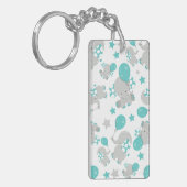 Elefantenmuster, Niedliche Elefanten - Blau grau Schlüsselanhänger (Vorderseite links)