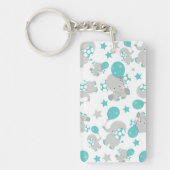 Elefantenmuster, Niedliche Elefanten - Blau grau Schlüsselanhänger (Vorderseite)