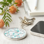 Elefantenmuster, Niedliche Elefanten - Blau grau Schlüsselanhänger (Seite)