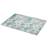 Elefantenmuster, Niedliche Elefanten - Blau grau Schneidebrett (Ecke)