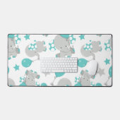 Elefantenmuster, Niedliche Elefanten - Blau grau Schreibtischunterlage (Tastatur & Maus)