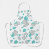 Elefantenmuster, Niedliche Elefanten - Blau grau Schürze (Vorderseite)