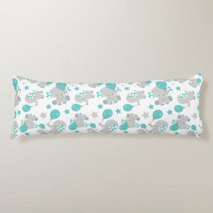 Elefantenmuster, Niedliche Elefanten - Blau grau Seitenschläferkissen