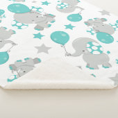 Elefantenmuster, Niedliche Elefanten - Blau grau Sherpadecke (3/4)