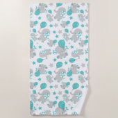 Elefantenmuster, Niedliche Elefanten - Blau grau Strandtuch (Vorderseite)