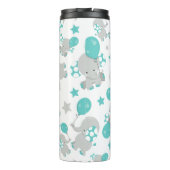 Elefantenmuster, Niedliche Elefanten - Blau grau Thermosbecher (Rückseite)