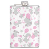 Elefantenmuster, Niedliche Elefanten - rosa grau Flachmann (Vorderseite)