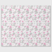 Elefantenmuster, Niedliche Elefanten - rosa grau Geschenkpapier (Flach)