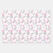 Elefantenmuster, Niedliche Elefanten - rosa grau Geschenkpapier Set (Vorderseite)
