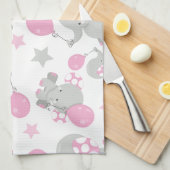 Elefantenmuster, Niedliche Elefanten - rosa grau Geschirrtuch (Viertel Falte)