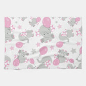 Elefantenmuster, Niedliche Elefanten - rosa grau Geschirrtuch (Horizontal)