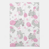 Elefantenmuster, Niedliche Elefanten - rosa grau Geschirrtuch (Vertikal)