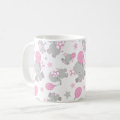 Elefantenmuster, Niedliche Elefanten - rosa grau Kaffeetasse (Vorderseite Links)