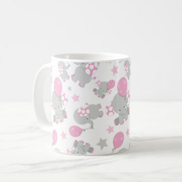 Elefantenmuster, Niedliche Elefanten - rosa grau Kaffeetasse