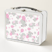 Elefantenmuster, Niedliche Elefanten - rosa grau Metall Brotdose (Vorderseite)