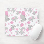 Elefantenmuster, Niedliche Elefanten - rosa grau Mousepad (Mit Mouse)