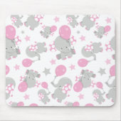 Elefantenmuster, Niedliche Elefanten - rosa grau Mousepad (Vorne)
