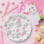 Elefantenmuster, Niedliche Elefanten - rosa grau Pappteller (Party)
