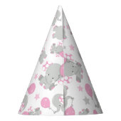 Elefantenmuster, Niedliche Elefanten - rosa grau Partyhütchen (Rückseite)