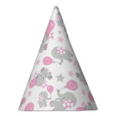 Elefantenmuster, Niedliche Elefanten - rosa grau Partyhütchen (Rechts)