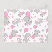 Elefantenmuster, Niedliche Elefanten - rosa grau Postkarte (Vorderseite)