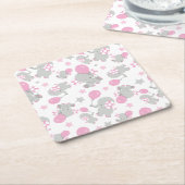 Elefantenmuster, Niedliche Elefanten - rosa grau Rechteckiger Pappuntersetzer (angewinkelt)