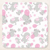 Elefantenmuster, Niedliche Elefanten - rosa grau Rechteckiger Pappuntersetzer (Vorderseite)