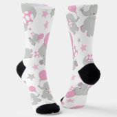 Elefantenmuster, Niedliche Elefanten - rosa grau Socken (Gewinkelt)