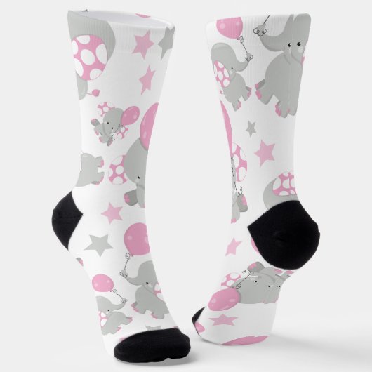Elefantenmuster, Niedliche Elefanten - rosa grau Socken (Gewinkelt)