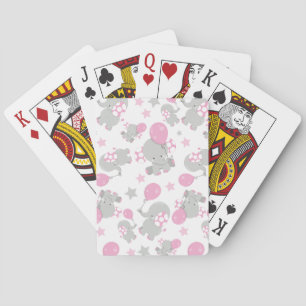 Elefantenmuster, Niedliche Elefanten - rosa grau Spielkarten