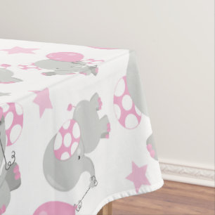 Elefantenmuster, Niedliche Elefanten - rosa grau Tischdecke