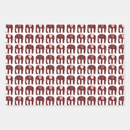 Elefantenmuster Niedliches schlichtes rosa Geschen Geschenkpapier Set (Vorderseite 2)