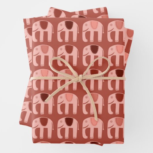 Elefantenmuster Niedliches schlichtes rosa Geschen Geschenkpapier Set (Beispiel)