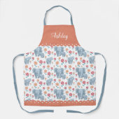 Elefantenmutter mit Kind, Blume Muster, Grenze Schürze (Vorderseite)