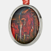 Elefantenmutter und Kalb Silbernes Ornament (Links)